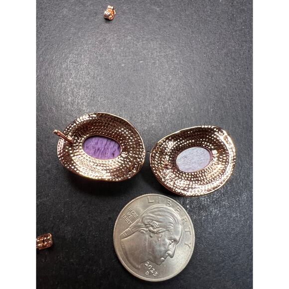 NEW Nate & Etan charoite earrings in rose gold over bronze - Picture 2 of 4